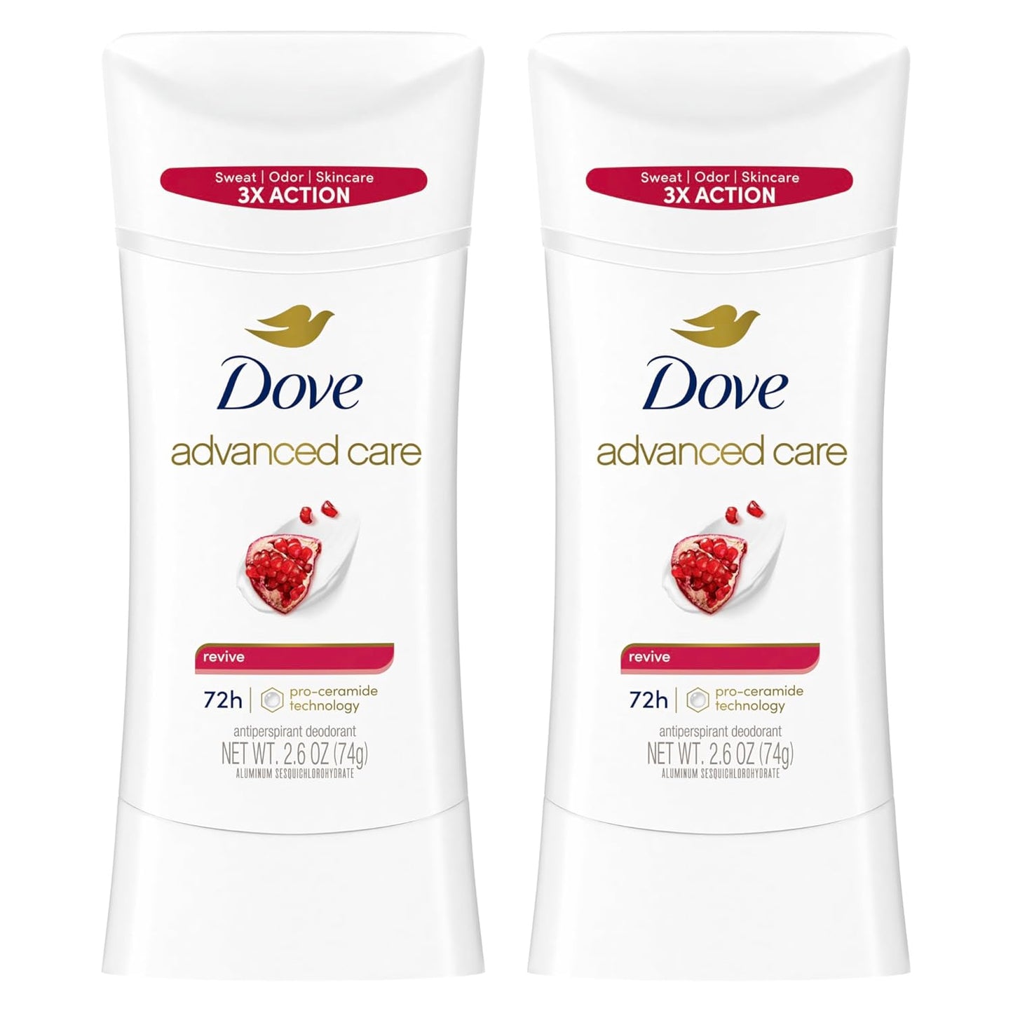 Dove Advanced Care Antiperspirant Deodorant for Women Revive 72 hour sweat and odor protection 2.6 oz (Packaging May Vary) (Pack of 12)