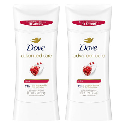 Dove Advanced Care Antiperspirant Deodorant for Women Revive 72 hour sweat and odor protection 2.6 oz (Packaging May Vary) (Pack of 12)