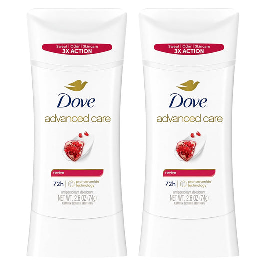 Dove Advanced Care Antiperspirant Deodorant for Women Revive 72 hour sweat and odor protection 2.6 oz (Packaging May Vary) (Pack of 12)
