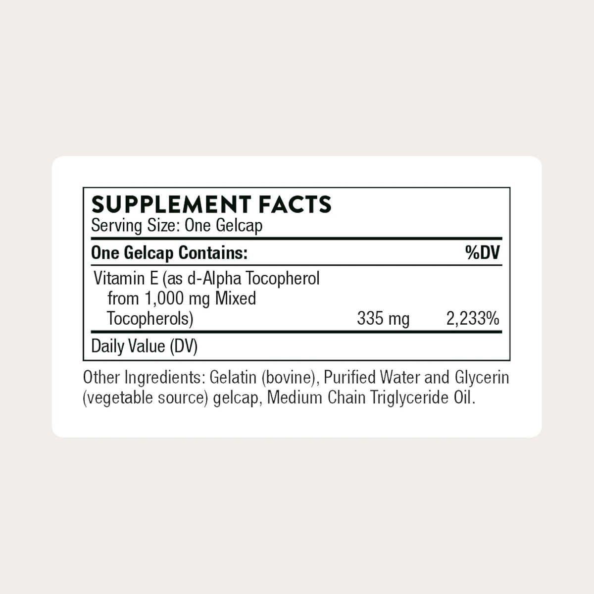 THORNE Ultimate-E, Vitamin E from Mixed Tocopherols Supplement, 60 Softgels
