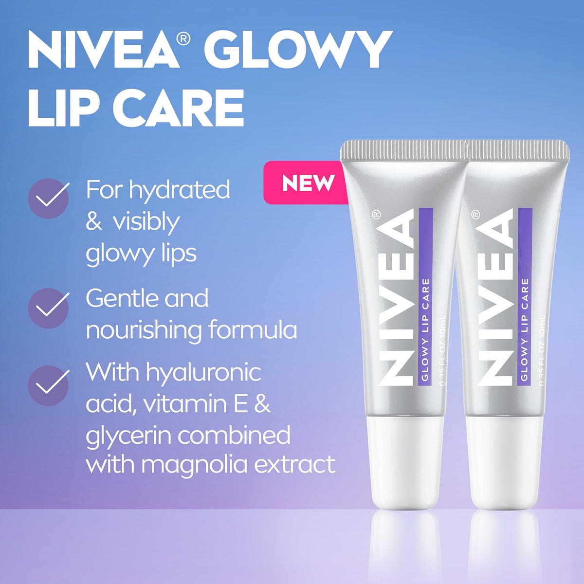 NIVEA Glowy Lip Balm, 2 x 0.35 FL OZ