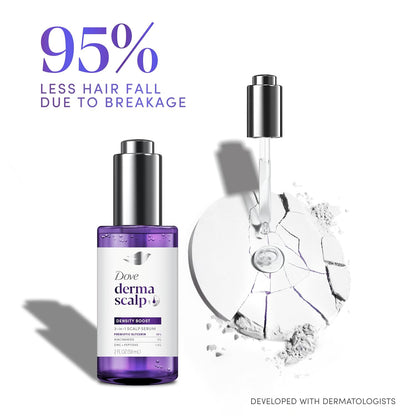 Dove Derma Scalp Density Boost 3-in-1 Scalp Serum 1 ct With Prebiotic Glycerin, Zinc + Peptides, and Niacinamide For Breakage And Hair Thinning 2 oz