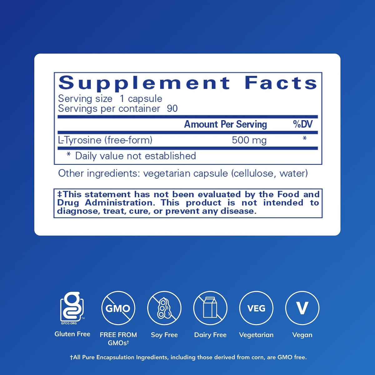 Pure Encapsulations L-Tyrosine, 90 Capsules