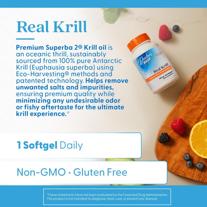 Doctor's BEST Real Krill Oil 350 mg Supplement, 60 Ct Softgels