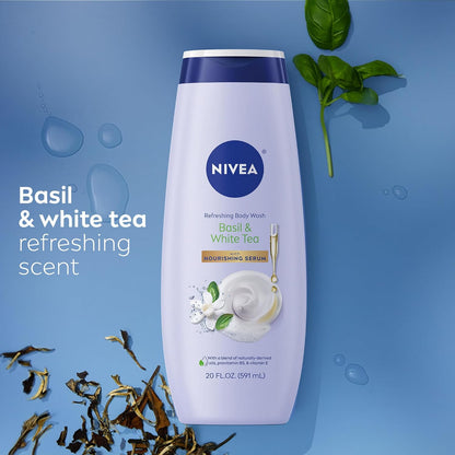 NIVEA Refreshing Basil and White Tea Body Wash, 20 FL OZ