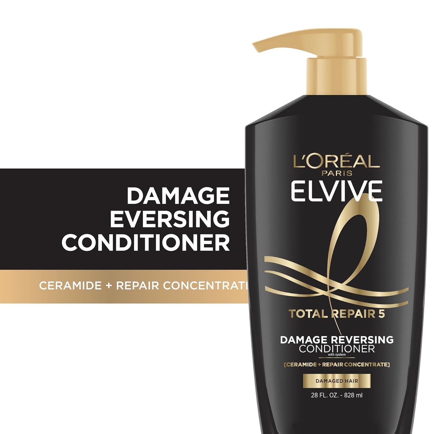 L'Oreal Paris Elvive Total Repair 5 Repairing Conditioner for Damaged Hair Conditioner with Protein and Ceramide for Strong Silky Shiny Healthy Renewed Hair 28 Fl Oz (Pack of 2)