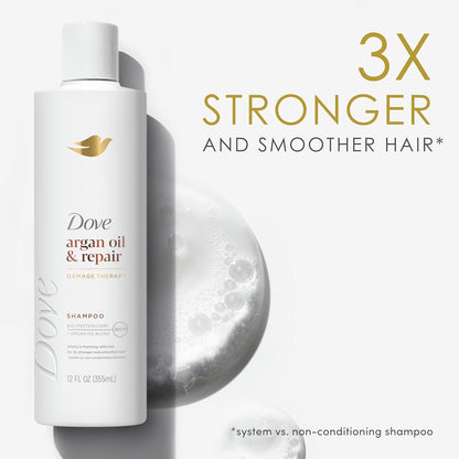 Dove Shampoo Argan Oil & Repair for Fine Hair with Bio-Protein Care Technology and Argan Oil Blend 12 Fl Oz
