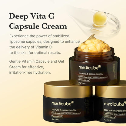 medicube Retinol & Vitamin C Radiance Duo: Retinol Boosting Serum and Deep Vita Capsule Cream | Peptides, Vitamin C Capsules for Fimer-Looking Skin, Radiance and Dull Skin | Korean Skincare