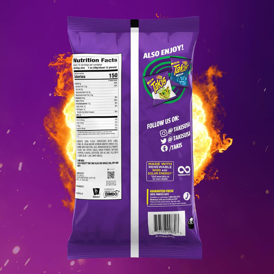 Takis Crunchy Fajitas Rolled Tortilla Chips, 9.9oz Bag | Mildly Spicy Flavor, Fajita Seasoning Flavor, Corn Snack Chips, Individual Bags, Sharing Size