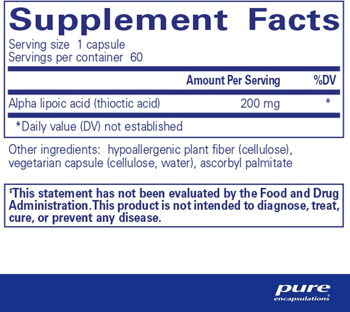 Pure Encapsulations Alpha Lipoic Acid 200 mg, 60 Capsules