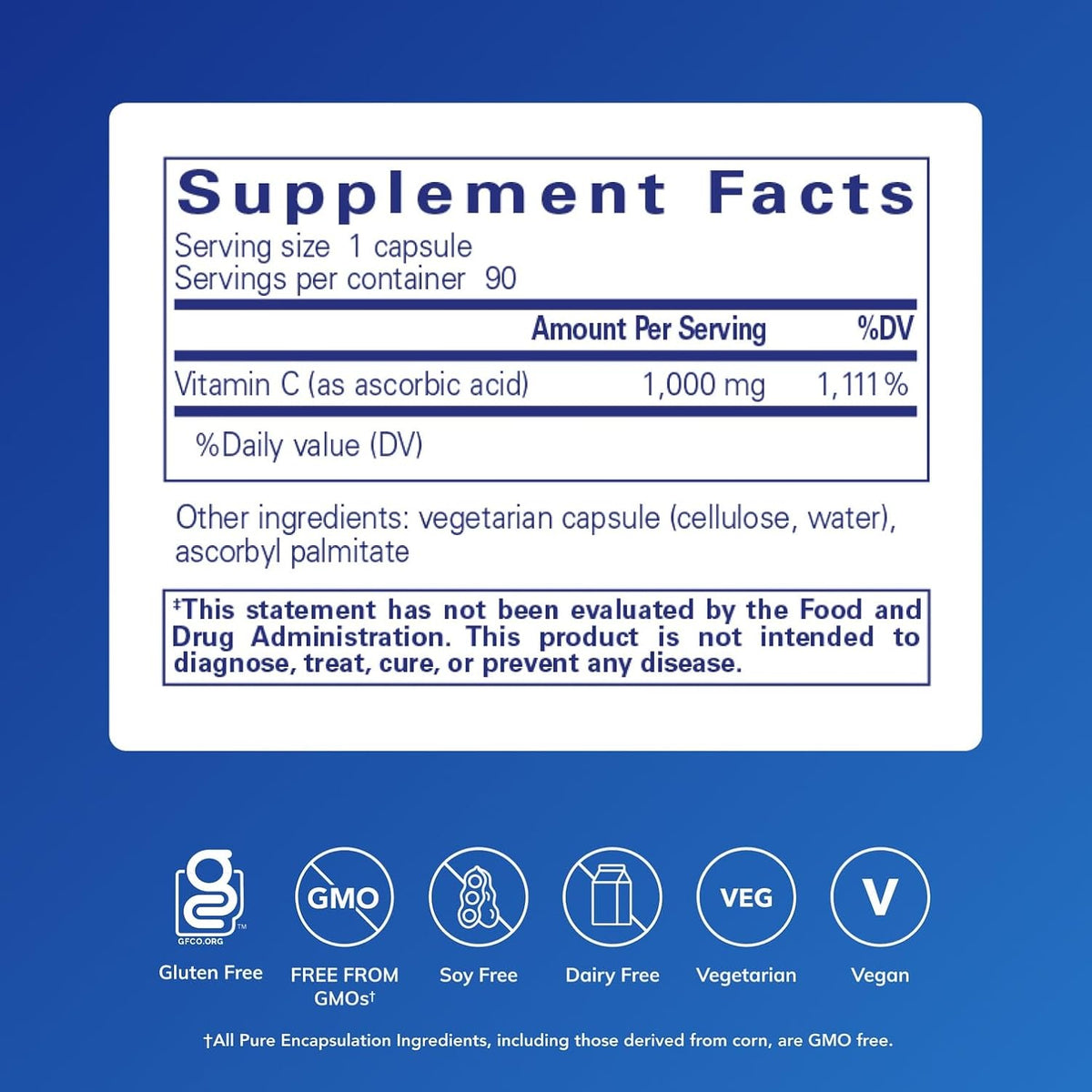 Pure Encapsulations Ascorbic Acid Capsules, 90 Capsules