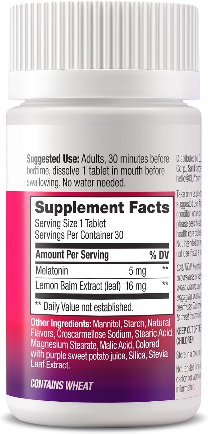 OLLY Extra Strength Sleep Fast Dissolve Tablets, 5mg Melatonin, Vegan, Strawberry - 30ct (Pack of 2)