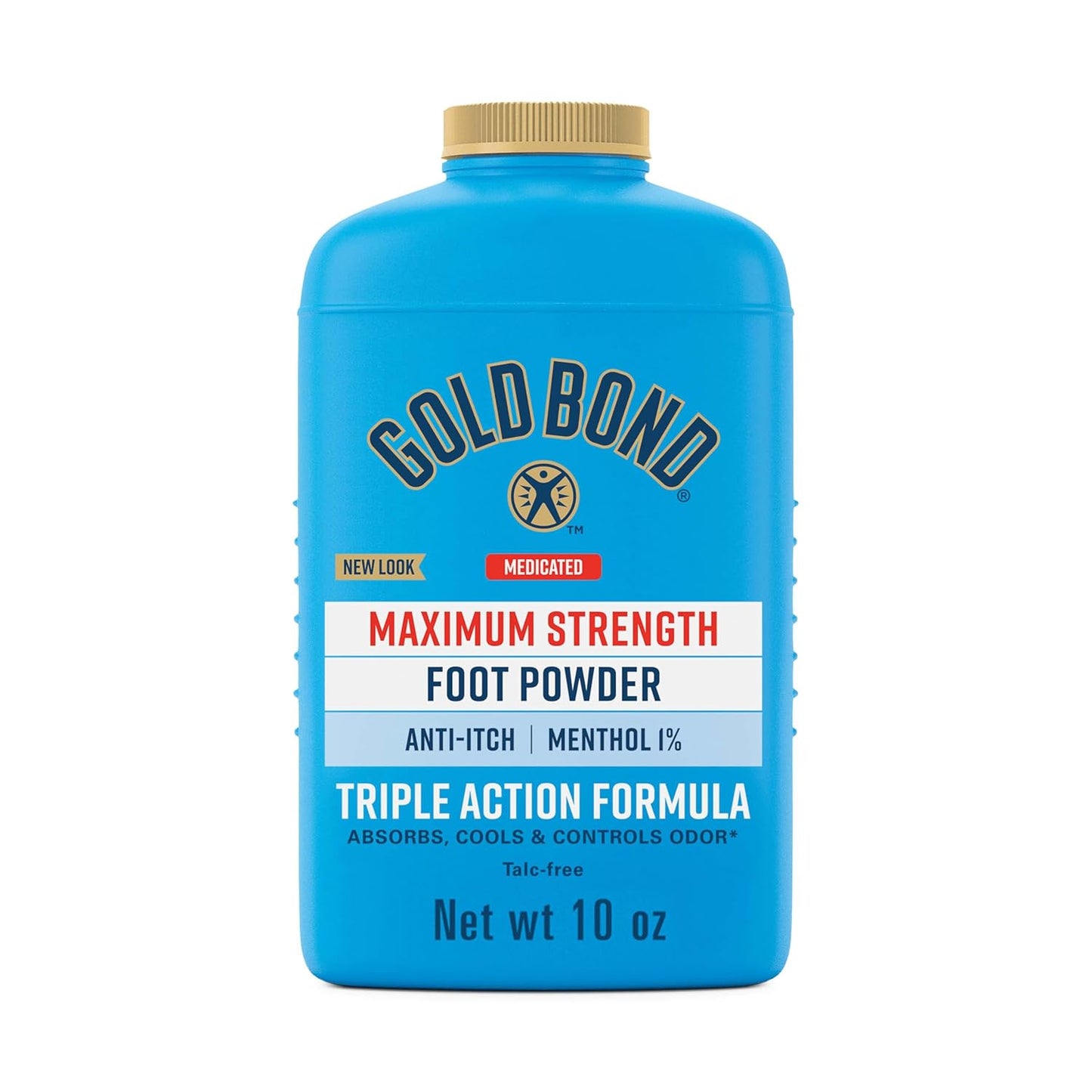 Gold Bond Medicated Foot Powder, Talc Free, 10 oz, Odor Control | Menthol 1% for feet Itch relief, foot powder for sweaty feet, talc free powder, cooling sensation, daily use