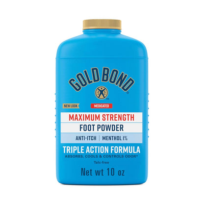 Gold Bond Medicated Foot Powder, Talc Free, 10 oz, Odor Control | Menthol 1% for feet Itch relief, foot powder for sweaty feet, talc free powder, cooling sensation, daily use