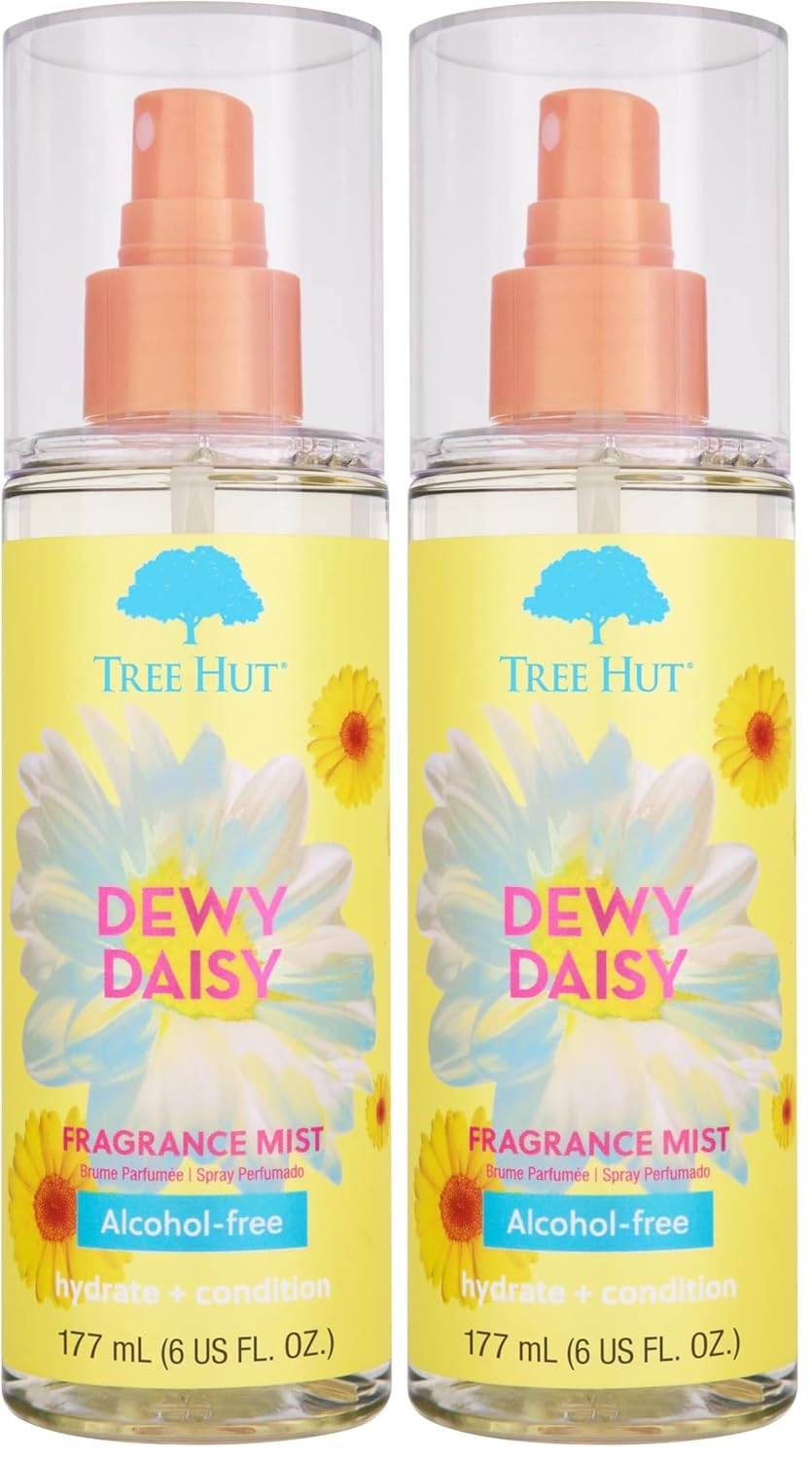 Tree Hut Dewy Daisy Hair & Body Mist, Spritz On for a Refreshed Feel or Layer with Your Favorite Scents, Versatile Body Spray, 6 Fl Oz. (Pack of 2)