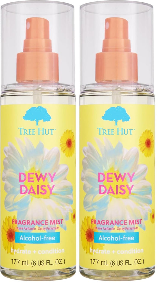 Tree Hut Dewy Daisy Hair & Body Mist, Spritz On for a Refreshed Feel or Layer with Your Favorite Scents, Versatile Body Spray, 6 Fl Oz. (Pack of 2)
