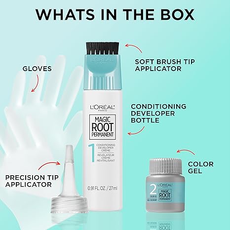 L'Oreal Paris Magic Root Permanent Hair Color Kit, 100% Gray Hair Coverage In Just 10 Minutes, Precision Brush Applicator for Seamless Application, 2 Black (2 Count)