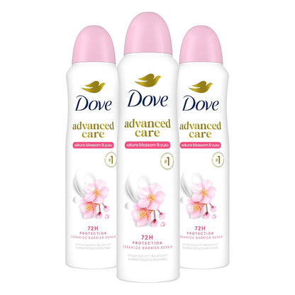 Dove Advanced Care Antiperspirant Deodorant Spray for Women 3 Pack Sakura Blossom & Yuzu 72 hour sweat and odor protection 3.8 oz
