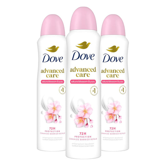 Dove Advanced Care Antiperspirant Deodorant Spray for Women 3 Pack Sakura Blossom & Yuzu 72 hour sweat and odor protection 3.8 oz