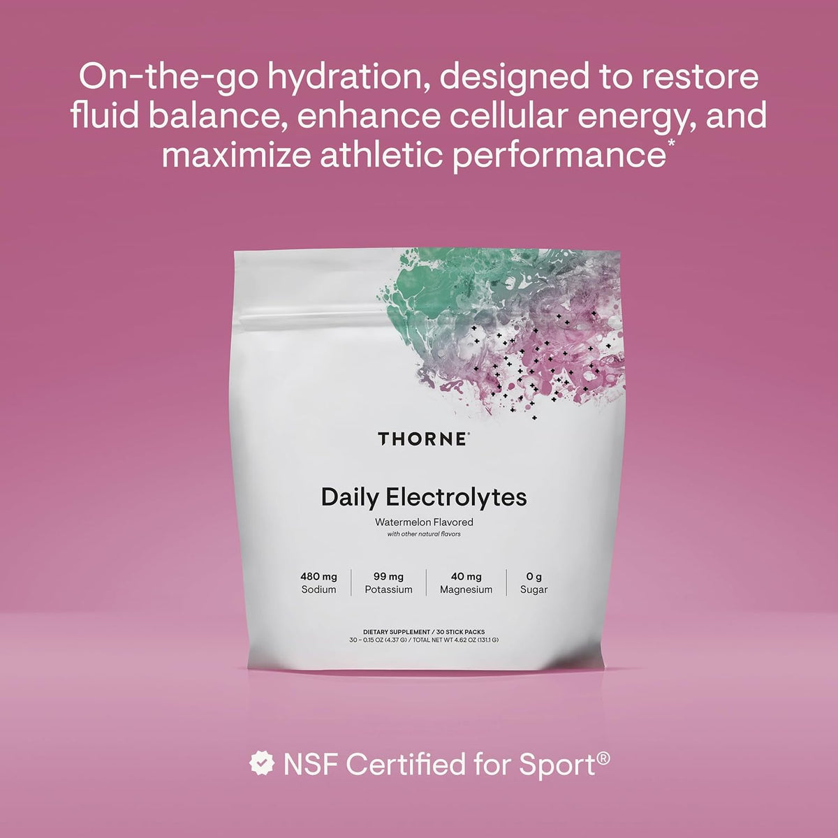 THORNE Daily Electrolytes, Electrolyte Powder Drink Mix, 30 Stick Packs