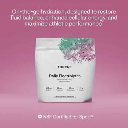 THORNE Daily Electrolytes, Electrolyte Powder Drink Mix, 30 Stick Packs