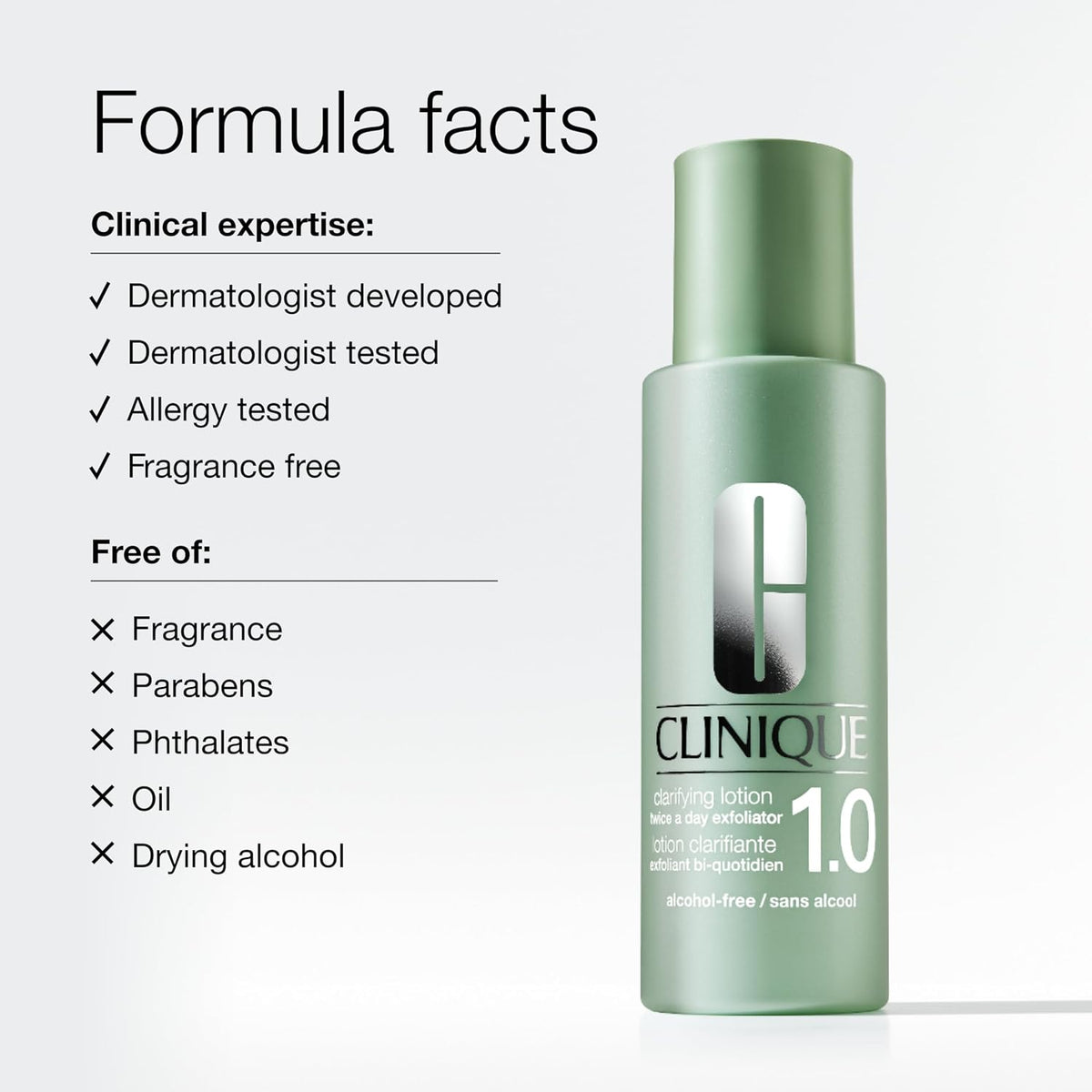 Clinique Clarifying Lotion 1.0, 1, 2, 3 & 4 | Exfoliating Face Toner with Witch Hazel | 5 Formulas for Every Skin Type | Step 2 of 3-Step Skin Care Routine