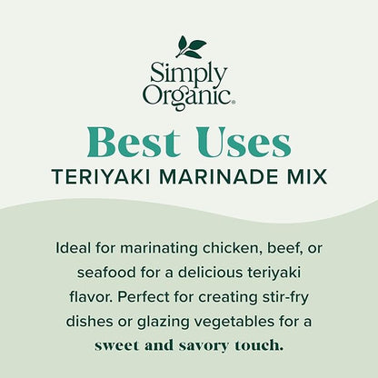 Simply Organic Teriyaki Marinade Mix - Certified Organic, Gluten Free, Kosher | 0.99 Ounce (Pack of 1)
