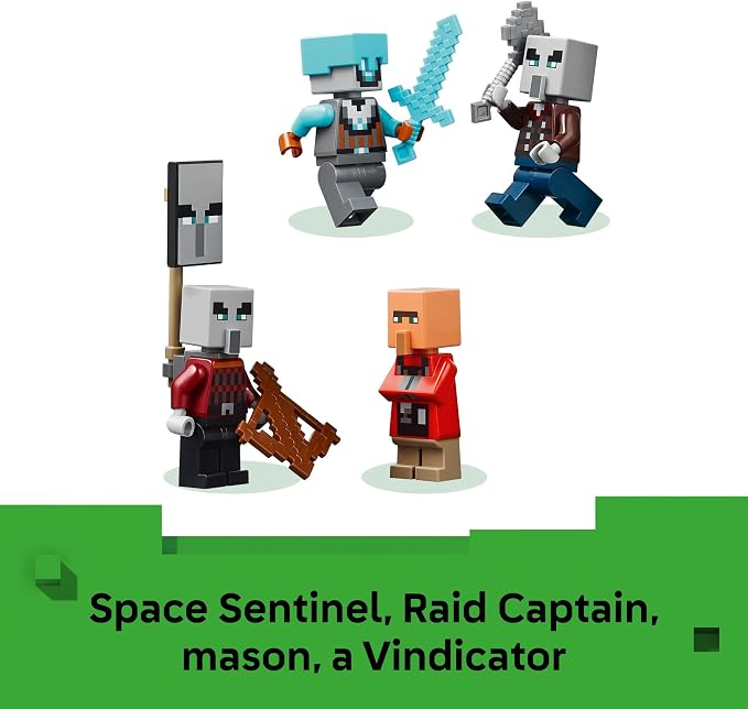 LEGO Minecraft The Pillager Outpost and Ravager Building Toy - Video Game Building Blocks for Kids, Boys & Girls, Ages 9+ - Includes Space Sentinel & 3 Minifigures - Gift Idea for Gamers - 21278