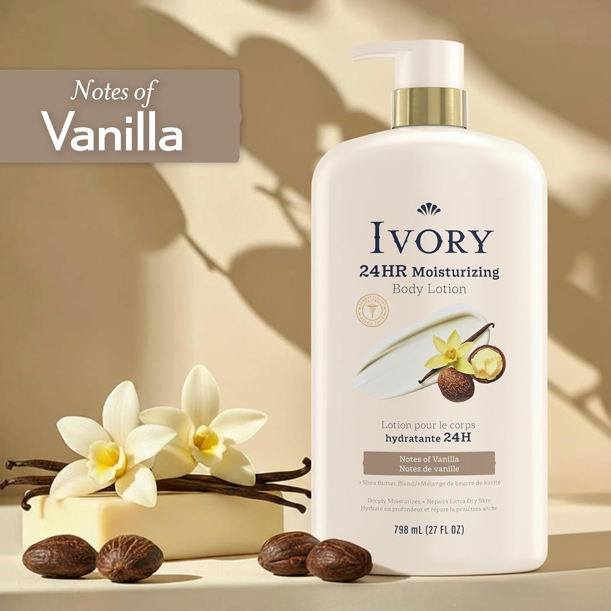 Ivory Hand & Body Lotion + Body Wash Bundle, Oatmilk Scent, 24hr Moisturizing & Nourishing Hydration, Repairs and Soothes Extra Dry & Itchy Skin, Made with Shea Butter Blend, 27 fl oz (Pack of 2)