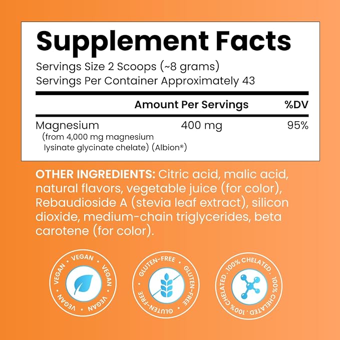 Doctor's Best Magnesium Glycinate Powder, Strawberry Lime Flavor, 12.5 oz