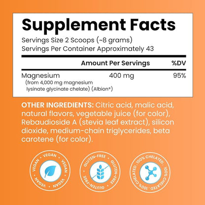 Doctor's Best Magnesium Glycinate Powder, Strawberry Lime Flavor, 12.5 oz