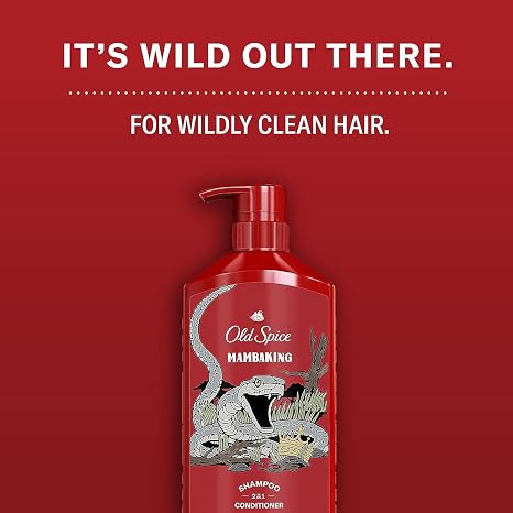 Old Spice Mens 2-in-1 Shampoo and Conditioner Set, MambaKing, For All Hair Types, Healthier, Fuller, More Moisturized Looking Hair, 21.9 fl oz Each, Twin Pack