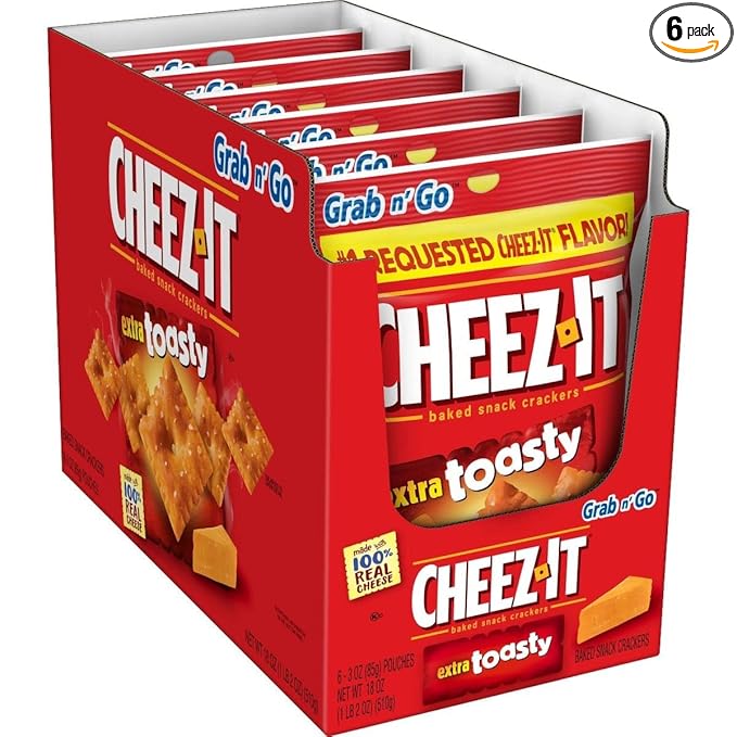 Cheez-It Extra Toasty Baked Snack Crackers 3oz bag Box of 6