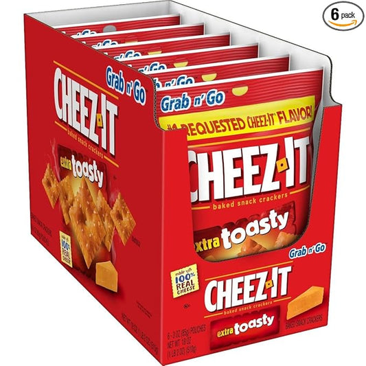Cheez-It Extra Toasty Baked Snack Crackers 3oz bag Box of 6