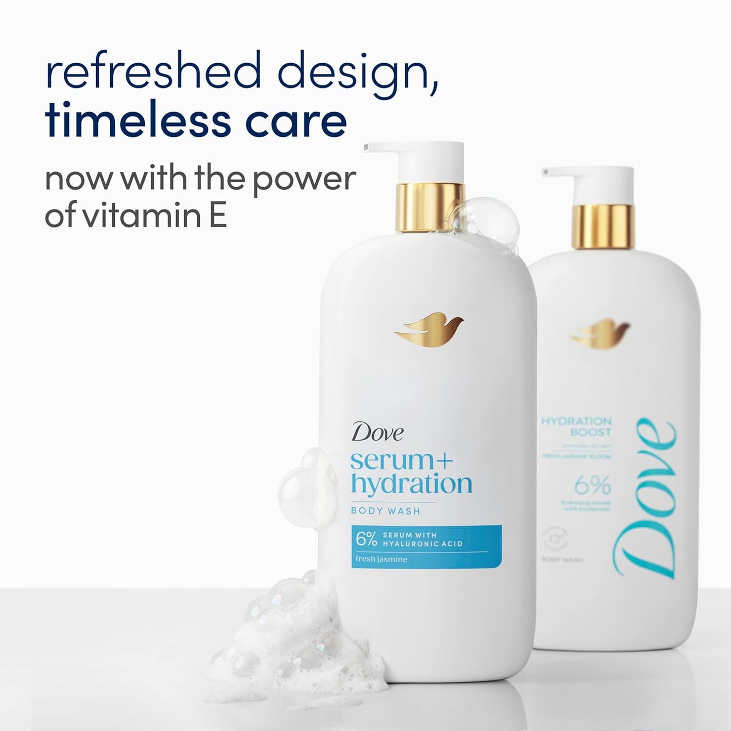 Dove Body Wash Hydration Boost Actively drenches dry skin 6% hydration serum with hyaluronic 30 fl oz