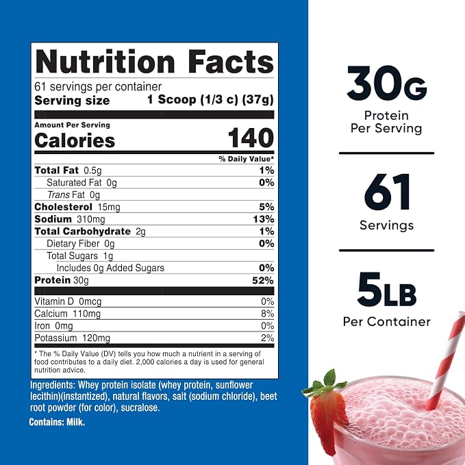 Nutricost Whey Protein Isolate (Strawberry Milkshake) 5LBS