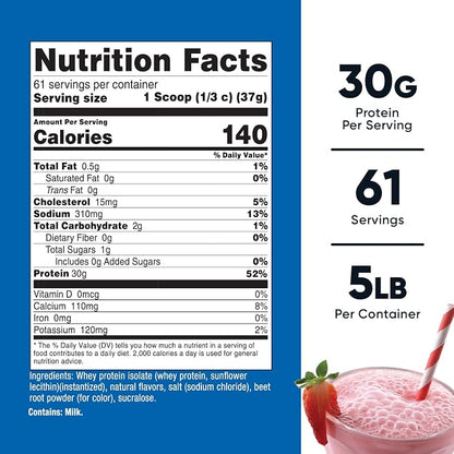 Nutricost Whey Protein Isolate (Strawberry Milkshake) 5LBS