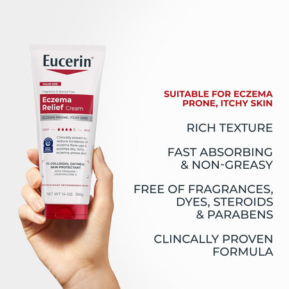 Eucerin Eczema Relief Cream with Colloidal Oatmeal, 14 Ounce (Pack of 12)