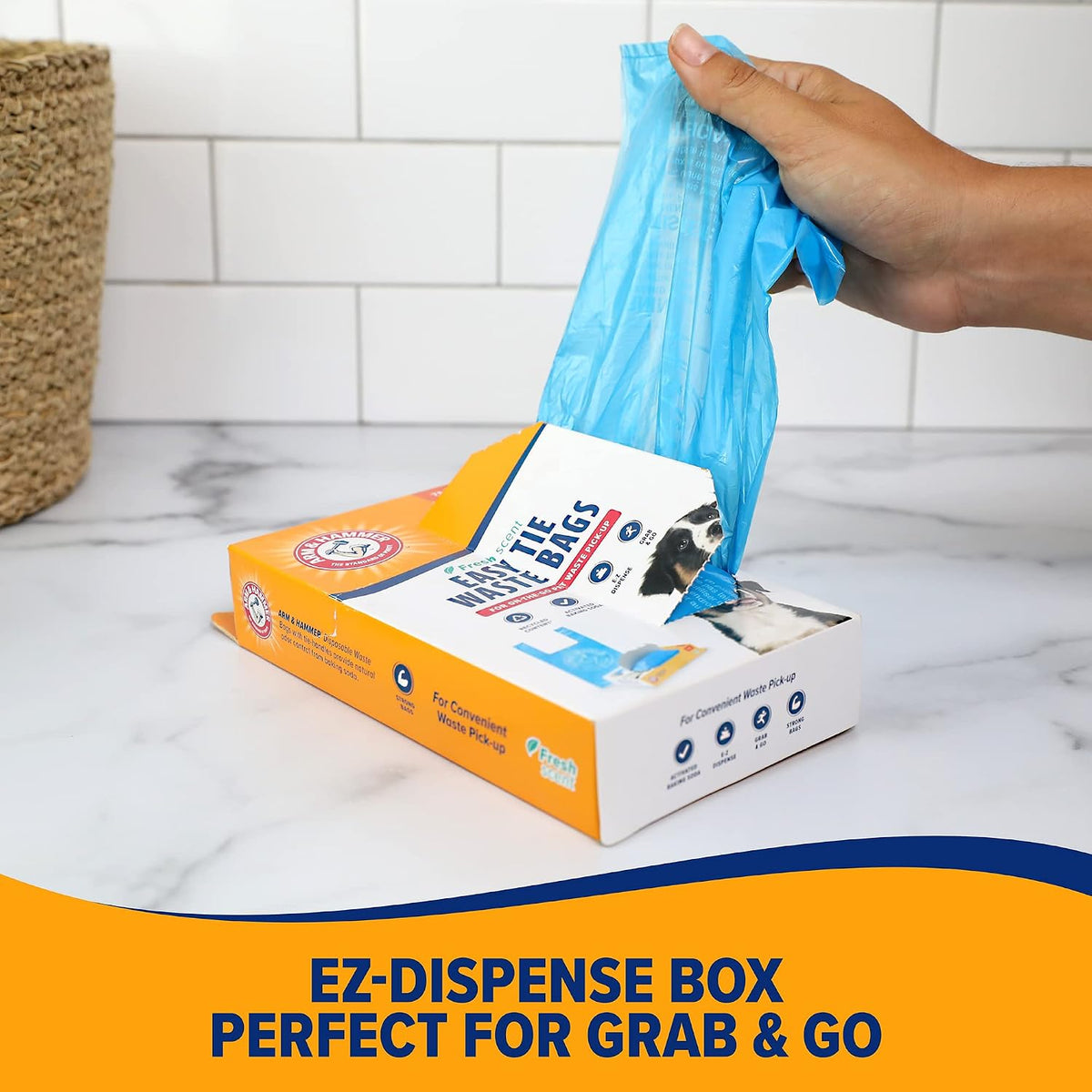 ARM & HAMMER 71041 Easy-Tie Waste Bags, Blue, 75 Count - Pack of 4