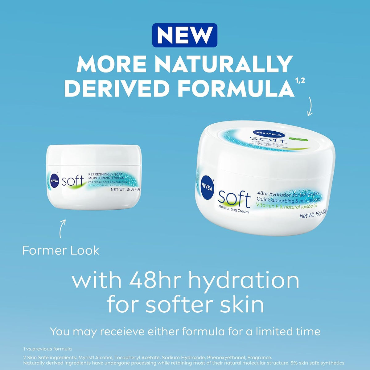 NIVEA Soft Refreshingly Soft Cream for Face, Hand and Body, 16 Fl Oz (Pack of 6)