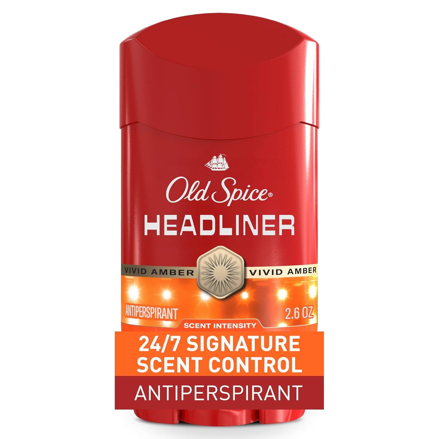Old Spice Antiperspirant Deodorant for Men, 24/7 Sweat & Odor Protection, 24/7 Signature Scent & Lasting Freshness, Invisible Solid, Headliner with Black Currant, Leather, & Amber Scent, 2.6 oz