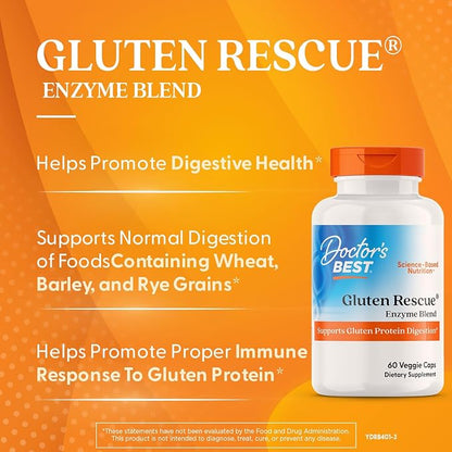 Doctor's BEST Gluten Rescue, Protease Enzyme Blend, 60 Ct Veg Caps