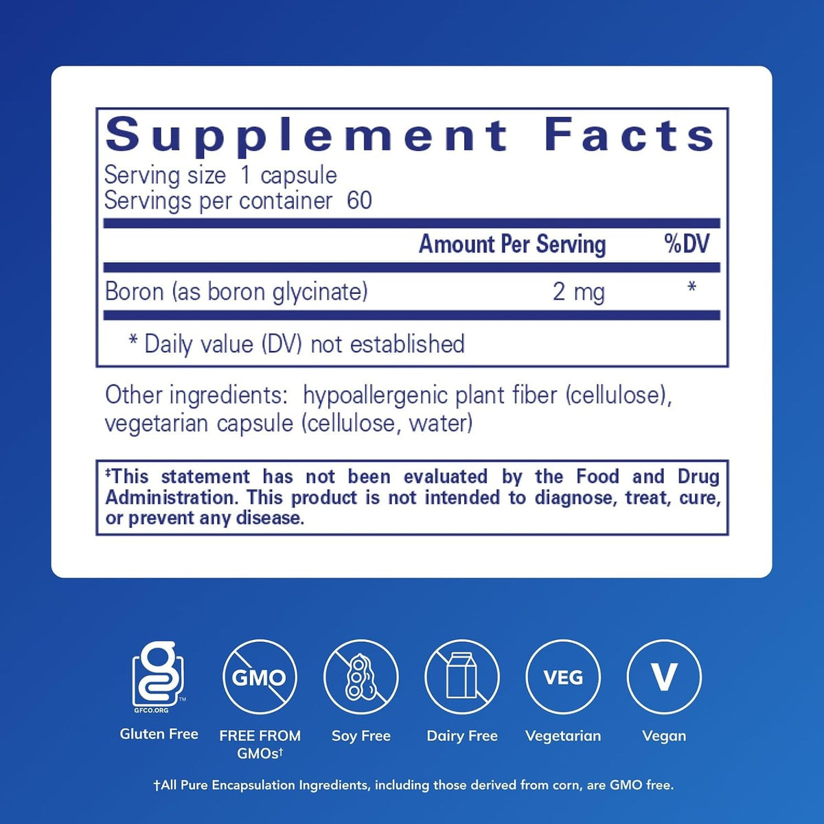 Pure Encapsulations Boron (Glycinate), 60 Capsules