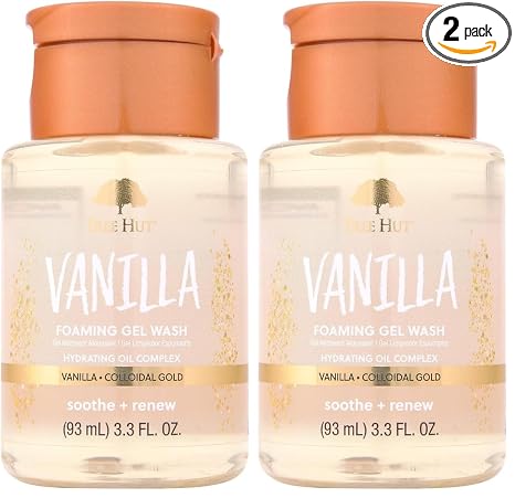 Tree Hut Vanilla Mini Body Wash, Travel Size Shower Gel w/Shea Butter &Essential Oils, Soft Smooth Skin, Gentle Cleanser For All Skin Types,TSA Approved,Self Care Gifts for Women,3.3 Fl Oz (Pack of 2)