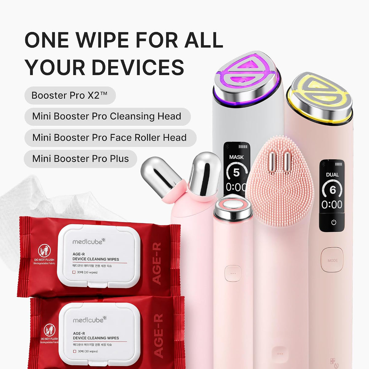 medicube Beauty Device Cleaning Wipes, Easy Cleaning for Fresh Device Care