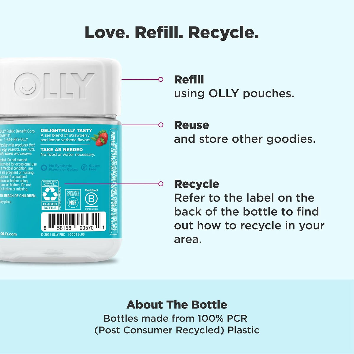 OLLY Goodbye Stress, Stress Support* Supplement, 50mg L-Theanine - 42 Count