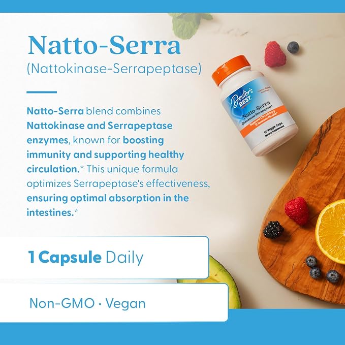 Doctor's Best Natto Serra, for Men & Women, Non GMO, Vegan, 90 Veg Capsules