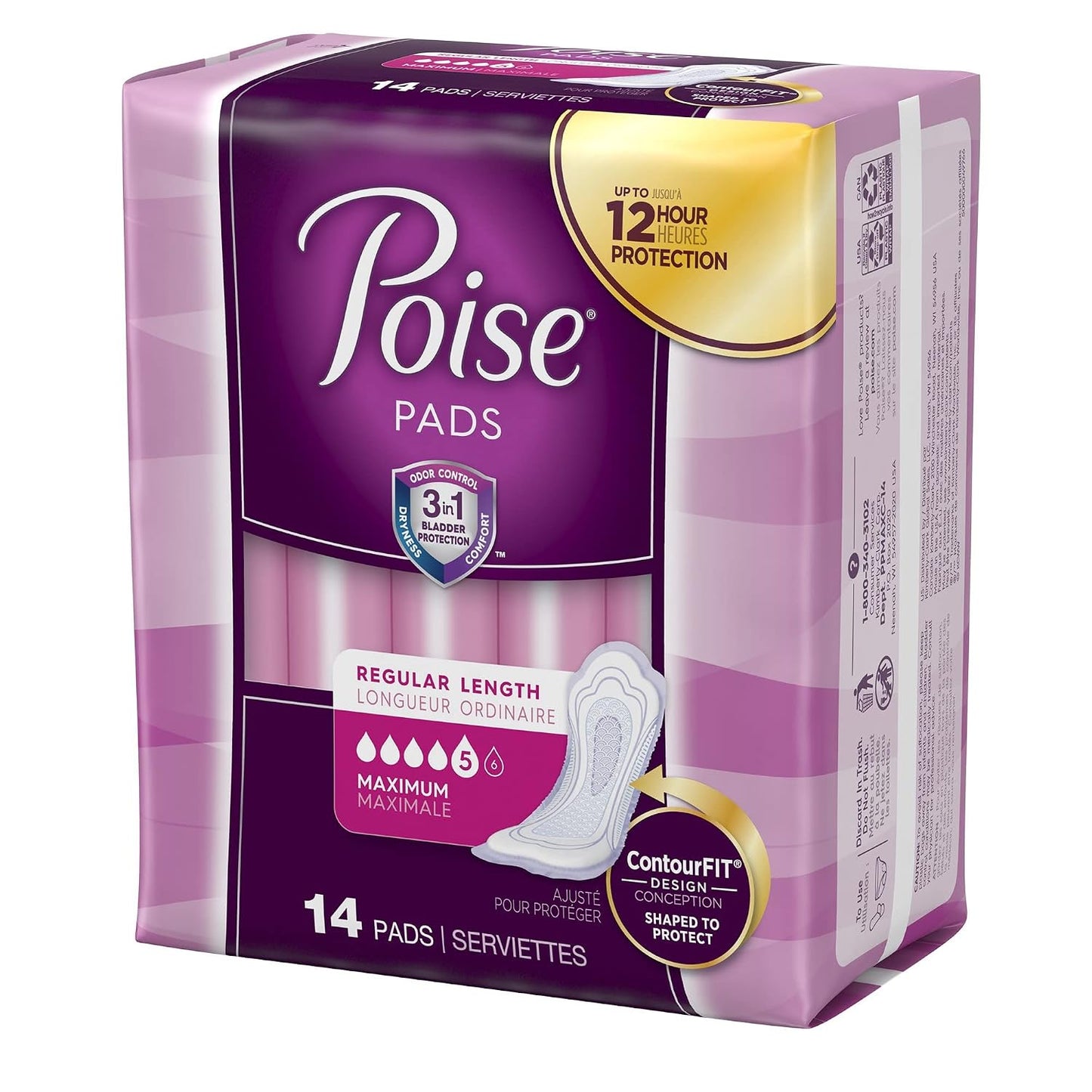 Poise 19568 Maximum Absorbency Pads, Formerly Ultra, Pack of 14