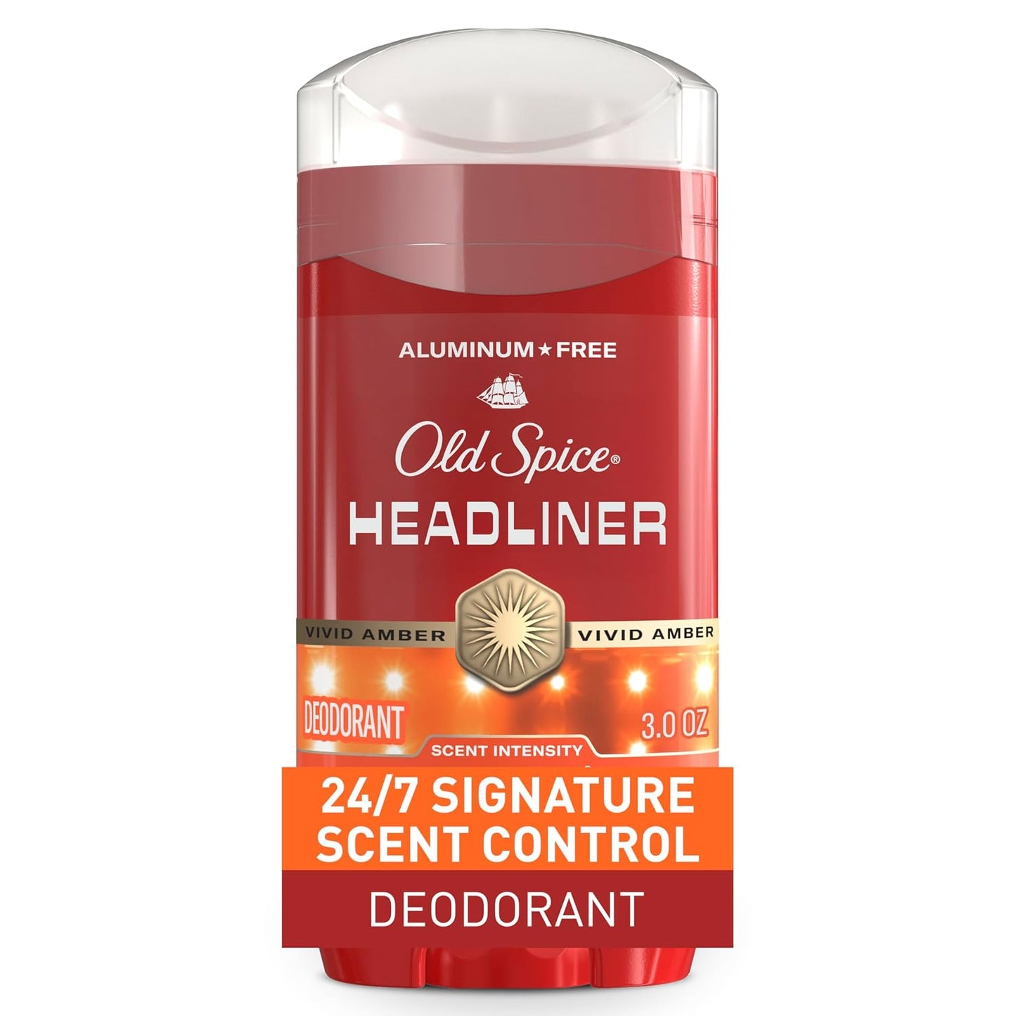 Old Spice Aluminum Free Deodorant for Men, 24/7 Odor Protection, 24/7 Signature Scent & Lasting Freshness, Goes on Clean, Headliner with Black Currant, Leather, & Amber Scent, 3.0 oz