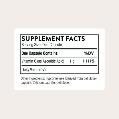 THORNE Vitamin C 1,000 mg, Ascorbic Acid Supplement, 60 Capsules